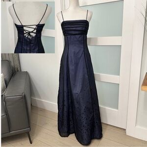 Morgan and Co Vintage Y2k Prom Dress Black Star Mesh Over Lilac SZ 9/10 Vamp EUC